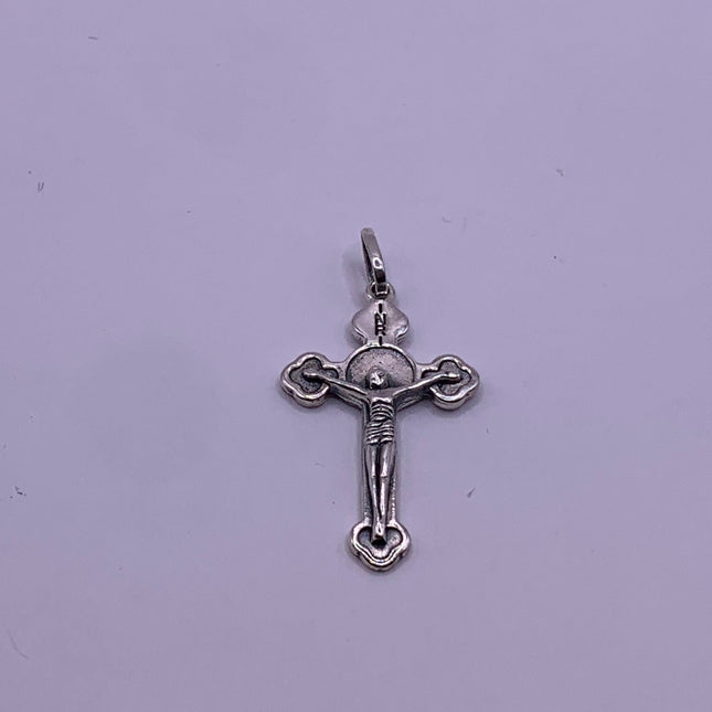 Vintage Cross Crucifix Black Velvet Choker Pendant Necklace | 925 Sterling Silver Cross Ribbon Choker