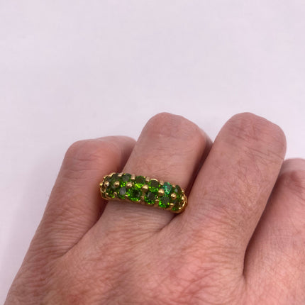 Vintage Silver Ring | Crystal Diamond Green Chrome Diopside Boho Cocktail | Gold 925 Sterling Silver Antique Wedding Band Engagement Ring