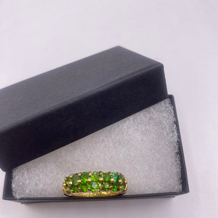 Vintage Silver Ring | Crystal Diamond Green Chrome Diopside Boho Cocktail | Gold 925 Sterling Silver Antique Wedding Band Engagement Ring