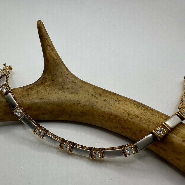 Vintage Gold Tennis Bracelet | Silver Bar Diamond Look CZ Crystal Gemstone 925 Sterling Silver Tennis Bracelet | Free US Shipping
