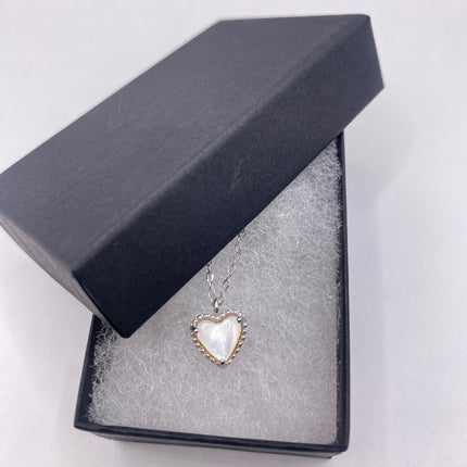 Vintage Opal Mother of Pearl Heart Necklace - Dainty 925 Sterling Silver Chain, Delicate Design, Free US Shipping