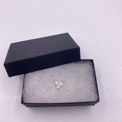 Vintage Silver Necklace | Tiny Clear Crystal Diamond Cluster Charm | 925 Sterling Silver Tiny Delicate Chain Minimalist Everyday Prom