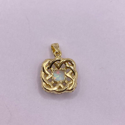 Vintage Gemstone Pendant Choker Necklace | White Fire Opal Diamond CZ Golden Sterling Silver Velvet Ribbon Choker - Free Shipping in US