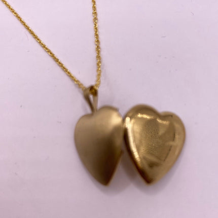 Vintage Gold Locket | Tiny 9k Gold Filled Heart Pendant Photo Memory Charm Engraved Design | Golden 925 Sterling Silver Chain Necklace