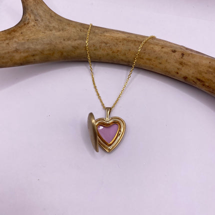 Vintage Gold Locket | Tiny 9k GF Heart Pendant Photo Memory Charm Engraved Live Laugh Love | Gold 925 Sterling Silver Chain Necklace