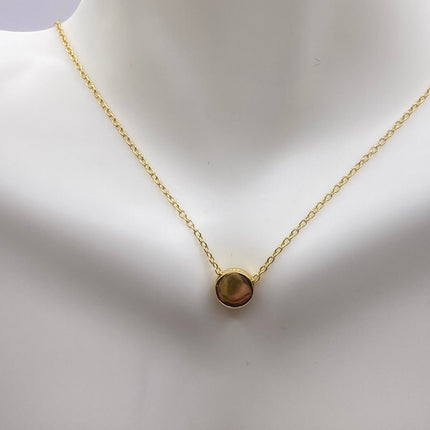 Vintage Minimalist Gold Disk Circle Tiny Chain Necklace