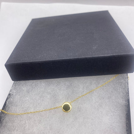 Vintage Minimalist Gold Disk Circle Tiny Chain Necklace