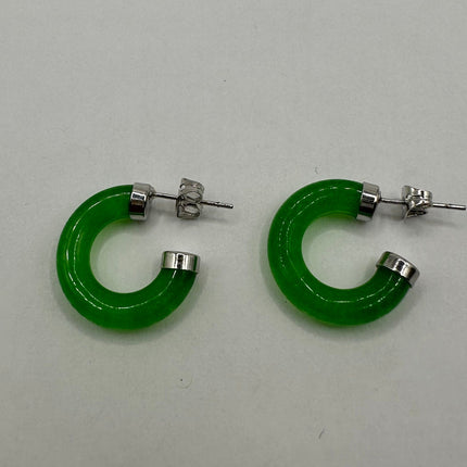 Vintage Green Jade Lucky Hoop Earrings