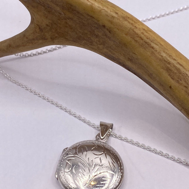 Vintage Silver Locket | Tiny Oval Photo Locket Pendant Photo Memory Charm | 925 Sterling Silver Chain Necklace Holds Small Photo or Memory