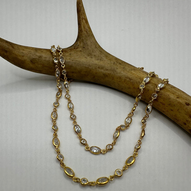 Vintage Cubic Zirconia 925 Sterling Silver chain Necklace