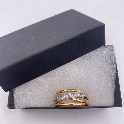 Vintage Gold Ring | Cubic Zirconia Crystal Diamond Gemstones 9k Gold Filled Band | Unique Gift Statement Cocktail Ring