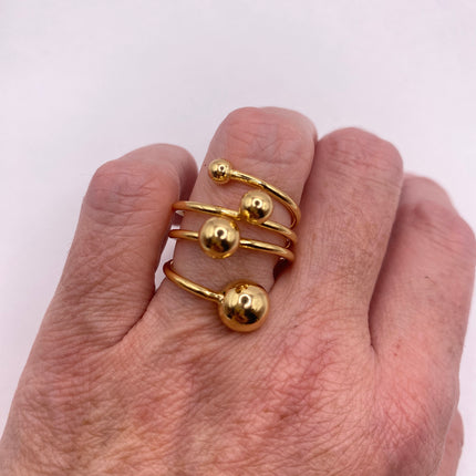 Vintage Modern Gold Ring| 9k Gold Filled Band | Unique Gift Statement Cocktail Ring