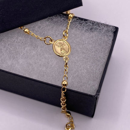 Vintage Gold Rosary | 9k Gold Filled Rosary Cross Crucifix Pendant Prayer Necklace