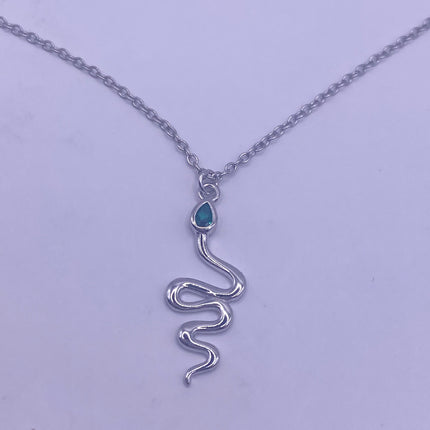 Vintage Tiny Silver Snake Pendant on Delicate 925 Sterling Silver Necklace