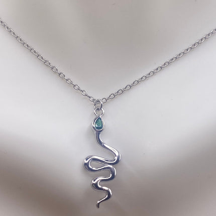 Vintage Tiny Silver Snake Pendant on Delicate 925 Sterling Silver Necklace