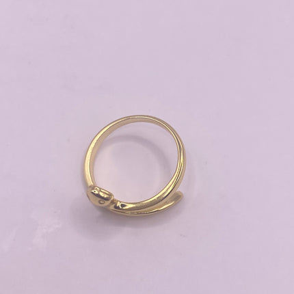 Vintage Tiny Gold Snake Ring | Golden 925 Sterling Silver Wedding Band Serpent Ring - Unique Gift Statement Cocktail Ring