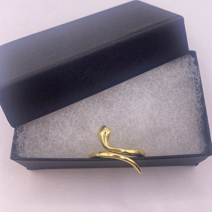 Vintage Tiny Gold Snake Ring | Golden 925 Sterling Silver Wedding Band Serpent Ring - Unique Gift Statement Cocktail Ring