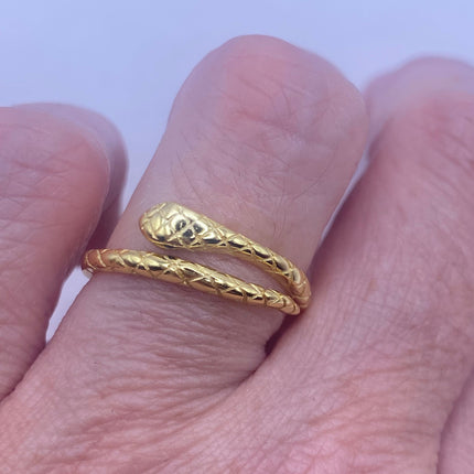 Vintage Tiny Gold Snake Ring | Gold 925 Sterling Silver | Unique Serpent Ring | Wedding Thumb Band - Free US Shipping!