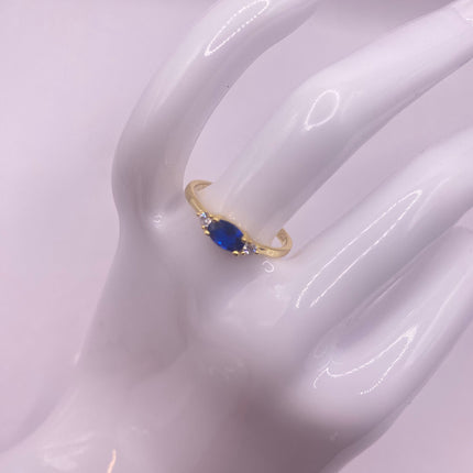 Vintage Gold Ring | Tiny Emerald Green Clear Crystal Diamond Dainty Band | Golden 925 Sterling Silver | Stacking Everyday Minimalist Ring