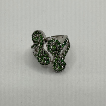 Vintage Green Chrome Diopside Ring Band 925 Sterling Silver
