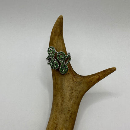 Vintage Green Chrome Diopside Ring Band 925 Sterling Silver