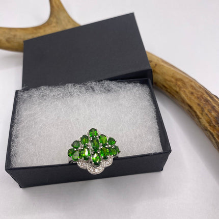 Vintage Green Chrome Diopside Ring Band 925 Sterling Silver
