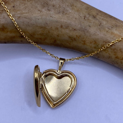 Vintage Gold Locket | Tiny 9k Gold Filled Heart Pendant Photo Charm Engraved Cross Woman Praying | Gold 925 Sterling Silver Chain Necklace