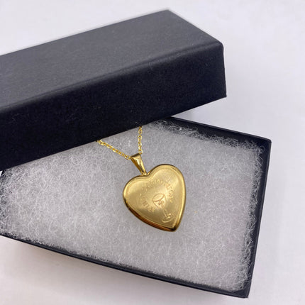Vintage Gold Locket | Tiny 9k Gold Filled Heart Pendant Photo Charm Engraved "FIRST COMMUNION" Chalice | Gold 925 Sterling Silver Necklace