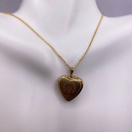 Vintage Gold Locket | Tiny 9k Gold Filled Heart Pendant Photo Charm Engraved "FIRST COMMUNION" Chalice | Gold 925 Sterling Silver Necklace