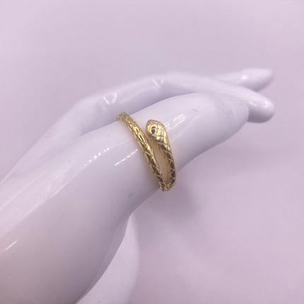 Vintage Tiny Gold Snake Ring | Gold 925 Sterling Silver | Unique Serpent Ring | Wedding Thumb Band - Free US Shipping!