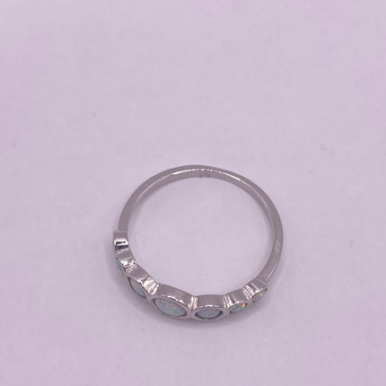 Vintage Fire Opal Tiny Stacking Promise Ring - 925 Sterling Silver Gold Band Minimalist Jewelry for Prom Wedding or Everyday Ring