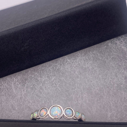 Vintage Fire Opal Tiny Stacking Promise Ring - 925 Sterling Silver Gold Band Minimalist Jewelry for Prom Wedding or Everyday Ring