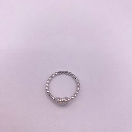 Vintage Fire Opal Ring Tiny Heart Stacking Promise Ring - 925 Sterling Silver Band Minimalist Jewelry for Prom Wedding or Everyday Ring