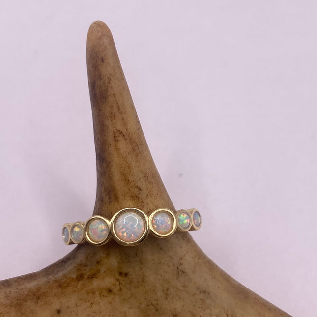 Vintage Fire Opal Stacking Promise Ring - 925 Sterling Silver Band Minimalist Jewelry for Prom Wedding or Everyday Ring