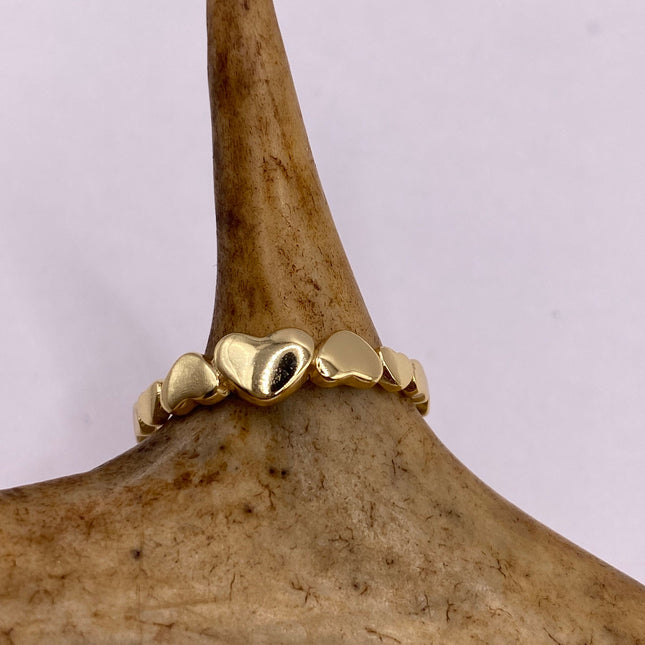 Vintage Tiny Heart Stacking Promise Ring - 925 Sterling Silver Gold Band Minimalist Jewelry for Prom Wedding or Everyday Ring