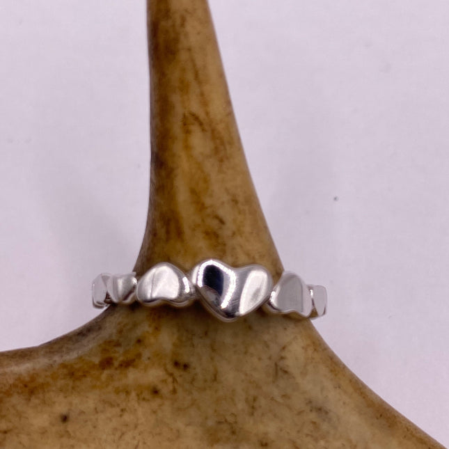 Vintage Silver Ring | Tiny Heart Stacking Promise Ring - 925 Sterling Silver Band Minimalist Jewelry for Prom Wedding Everyday Ring
