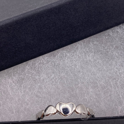Vintage Silver Ring | Tiny Heart Stacking Promise Ring - 925 Sterling Silver Band Minimalist Jewelry for Prom Wedding Everyday Ring