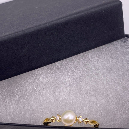 Vintage Tiny White Pearl Stacking Promise Ring - 925 Sterling Silver Gold Band Minimalist Jewelry for Prom Wedding or Everyday Ring