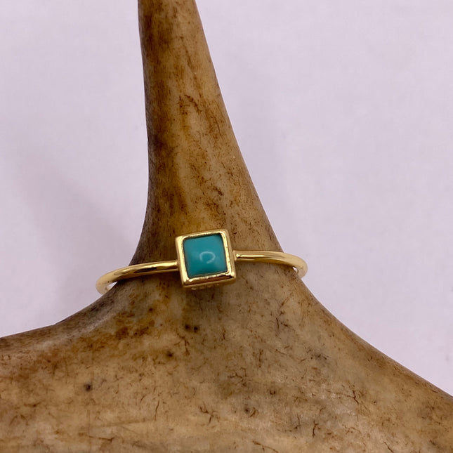Vintage Tiny Turquoise Stacking Promise Ring - 925 Sterling Silver Gold Band Minimalist Jewelry for Prom Wedding or Everyday Ring