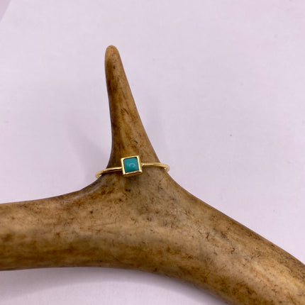 Vintage Tiny Turquoise Stacking Promise Ring - 925 Sterling Silver Gold Band Minimalist Jewelry for Prom Wedding or Everyday Ring