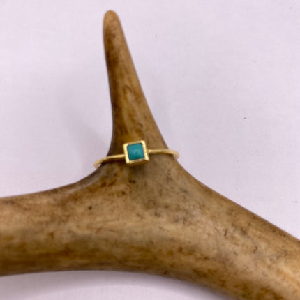 Vintage Tiny Turquoise Stacking Promise Ring - 925 Sterling Silver Gold Band Minimalist Jewelry for Prom Wedding or Everyday Ring