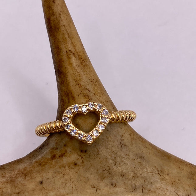 Vintage Tiny Gold Heart Stacking Promise Ring - 9K Gold Band Minimalist Jewelry for Prom Wedding or Everyday Ring