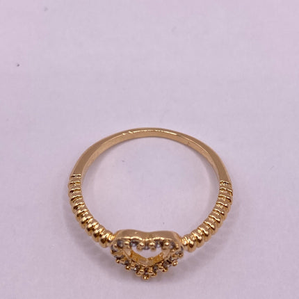 Vintage Tiny Gold Heart Stacking Promise Ring - 9K Gold Band Minimalist Jewelry for Prom Wedding or Everyday Ring