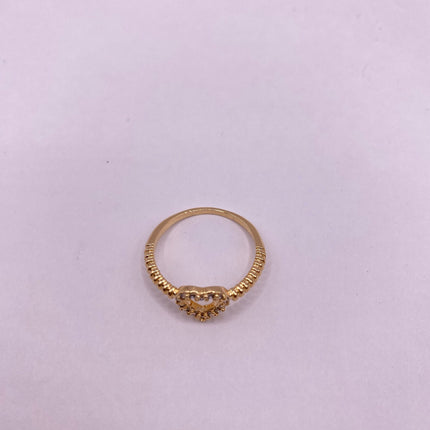 Vintage Tiny Gold Heart Stacking Promise Ring - 9K Gold Band Minimalist Jewelry for Prom Wedding or Everyday Ring