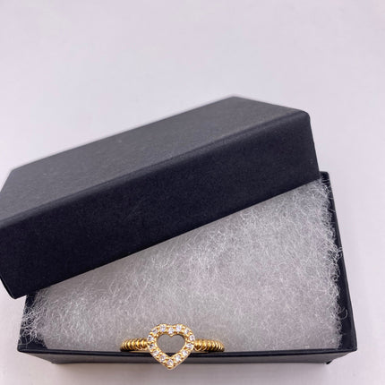 Vintage Tiny Gold Heart Stacking Promise Ring - 9K Gold Band Minimalist Jewelry for Prom Wedding or Everyday Ring