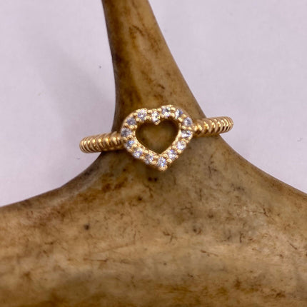 Vintage Tiny Gold Heart Stacking Promise Ring - 9K Gold Band Minimalist Jewelry for Prom Wedding or Everyday Ring