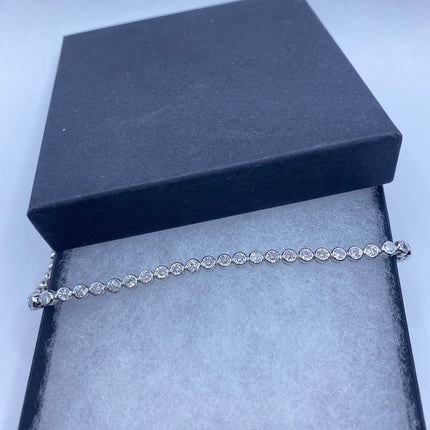VintageSilver Tennis Bracelet | CZ Crystal Diamond Gemstone Golden 925 Sterling Silver Bracelet | Elegant Everyday Wedding or Prom