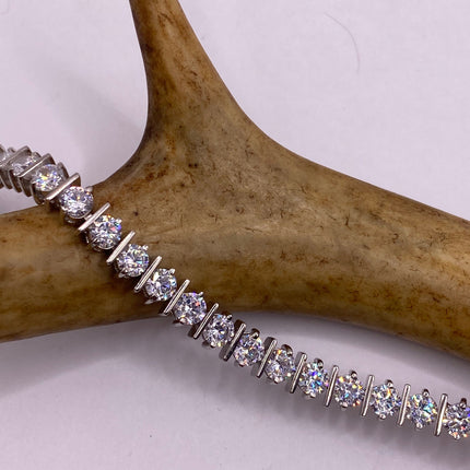 Vintage Silver Tennis Bracelet | CZ Crystal Diamond Gemstone Golden 925 Sterling Silver Bracelet | Elegant Everyday Wedding or Prom