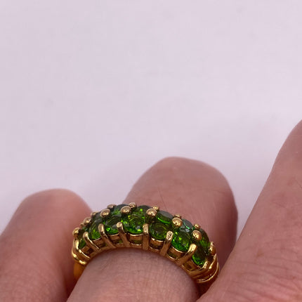 Vintage Silver Ring | Crystal Diamond Green Chrome Diopside Boho Cocktail | Gold 925 Sterling Silver Antique Wedding Band Engagement Ring