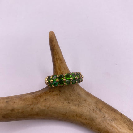 Vintage Silver Ring | Crystal Diamond Green Chrome Diopside Boho Cocktail | Gold 925 Sterling Silver Antique Wedding Band Engagement Ring